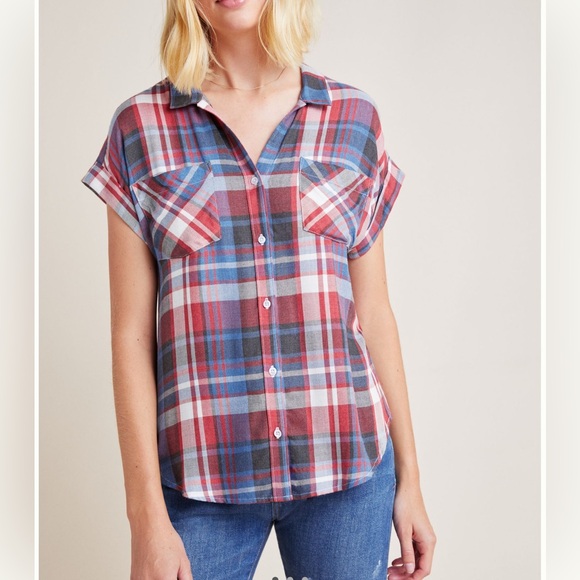 cloth & stone Tops - ANTHROPOLOGIE Cloth & Stone Eleanor Plaid Buttondown Shirt Large/XL